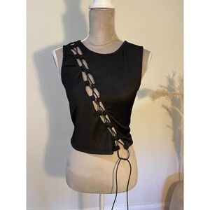 Princess Polly Black Crop Top, Size 8